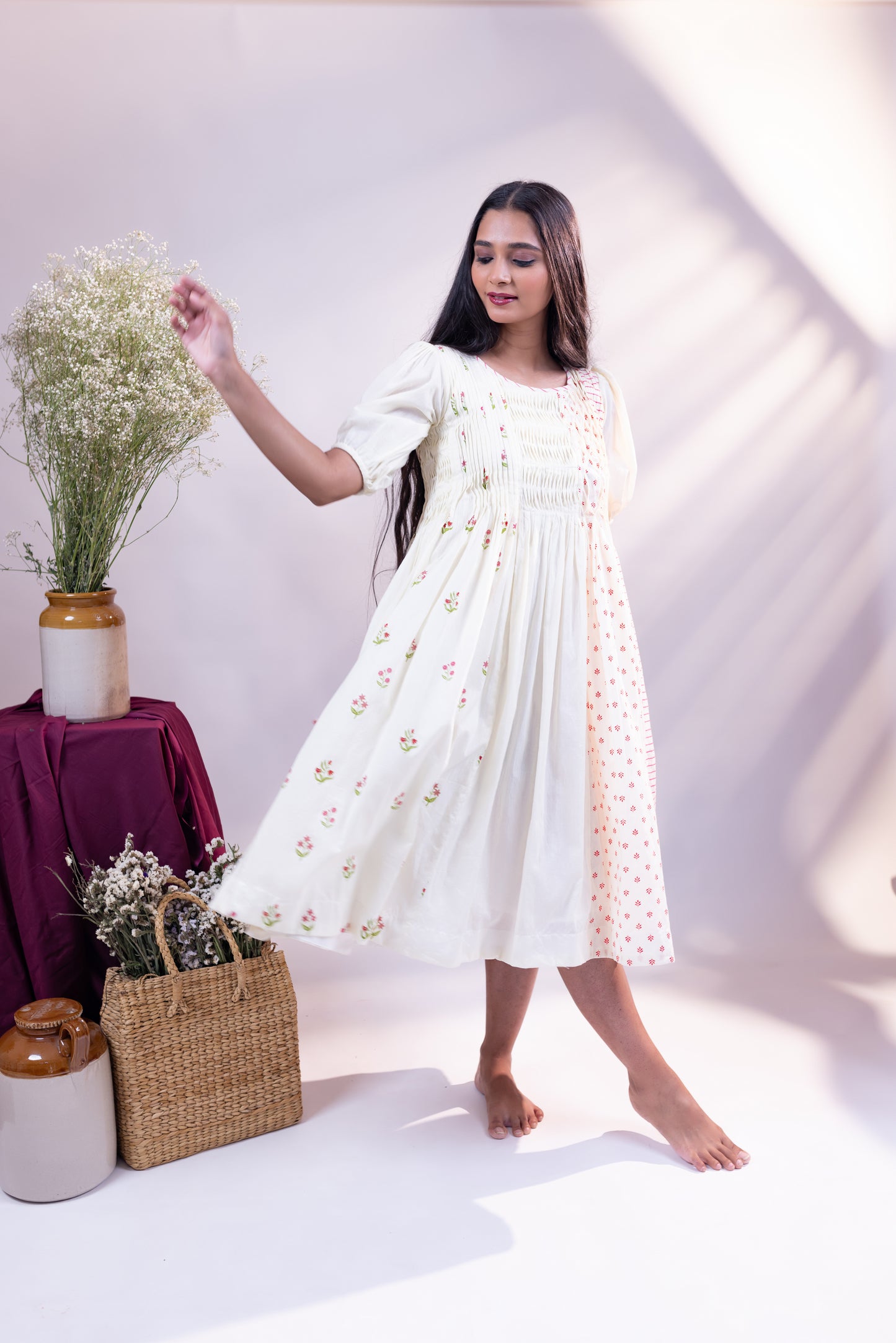 Whimsical Patchwork Smocked Dress