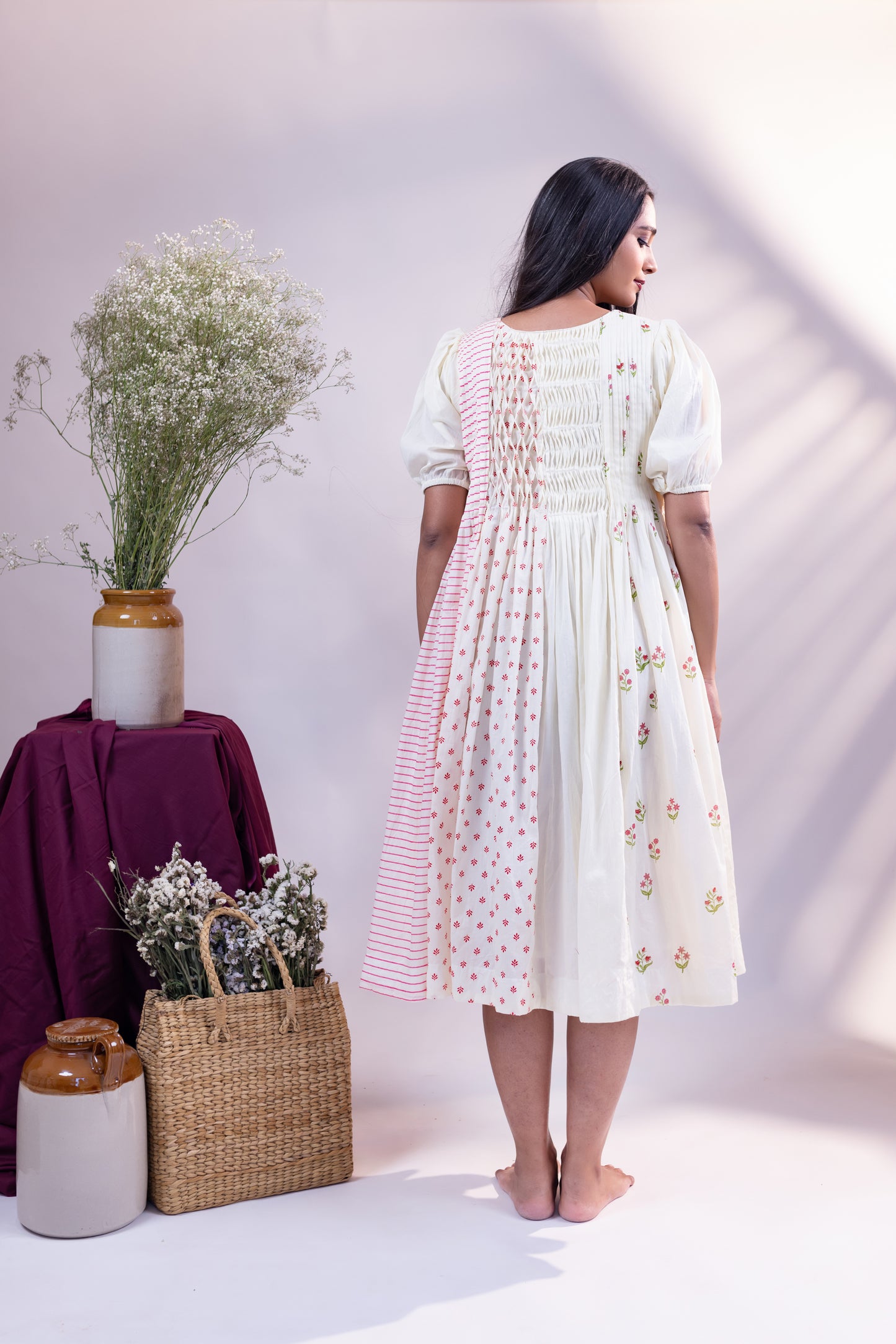 Whimsical Patchwork Smocked Dress