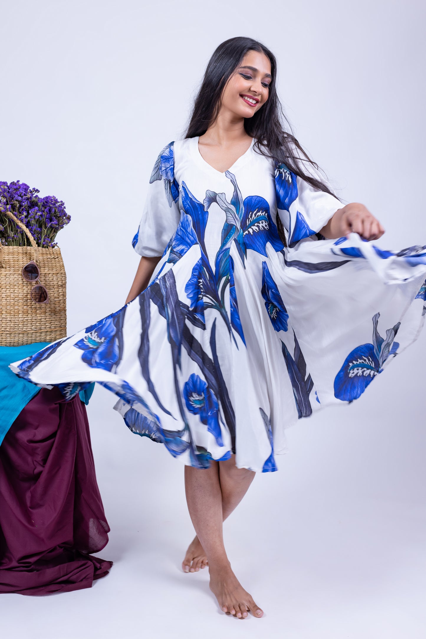 Breezy Blue & White Floral Dress