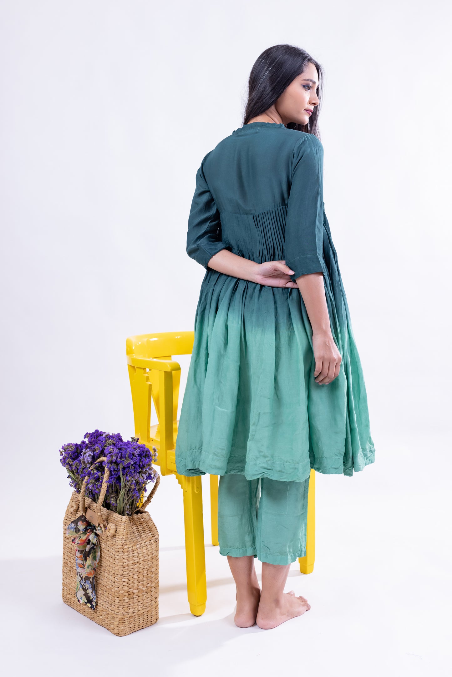 Elegant Ombre Pleated Kurta Set