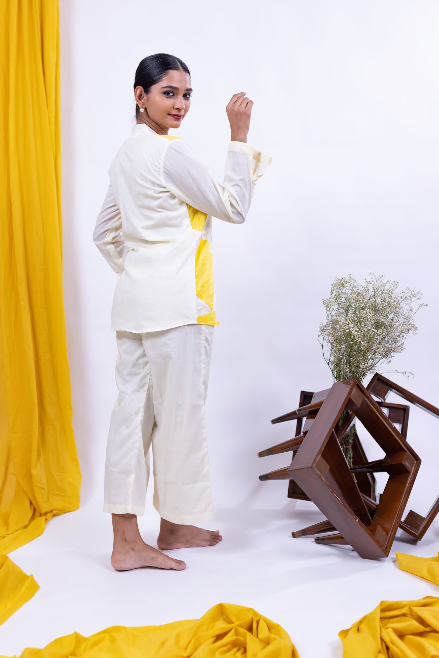 Handcrafted Yellow & White Cotton Co-Ord Set