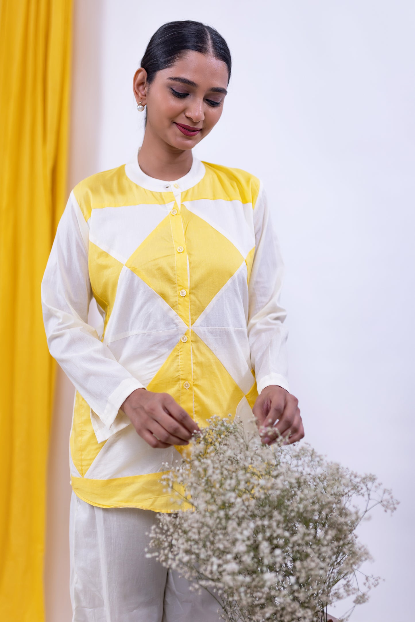 Handcrafted Yellow & White Cotton Co-Ord Set