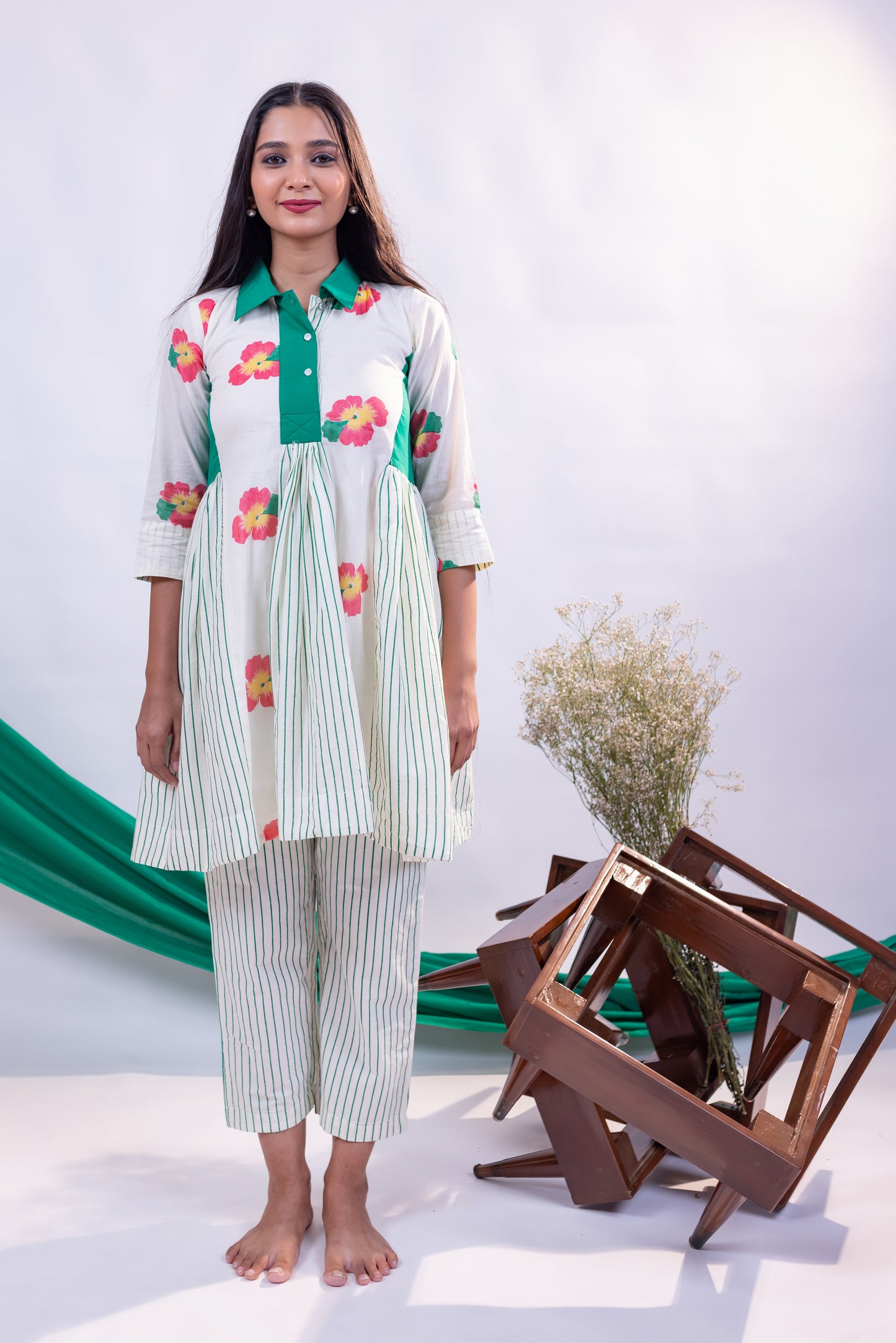 Graceful Handcrafted Cotton Kurta Set