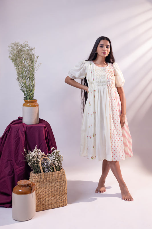 Whimsical Patchwork Smocked Dress