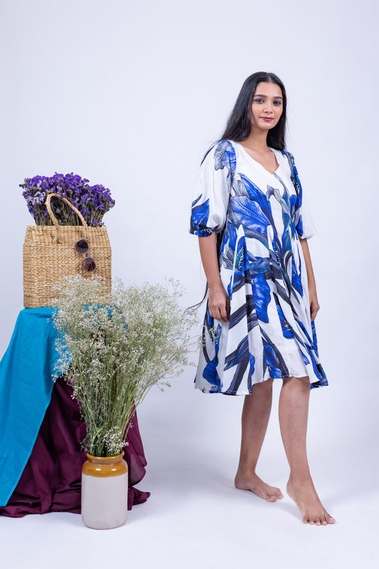 Breezy Blue & White Floral Dress