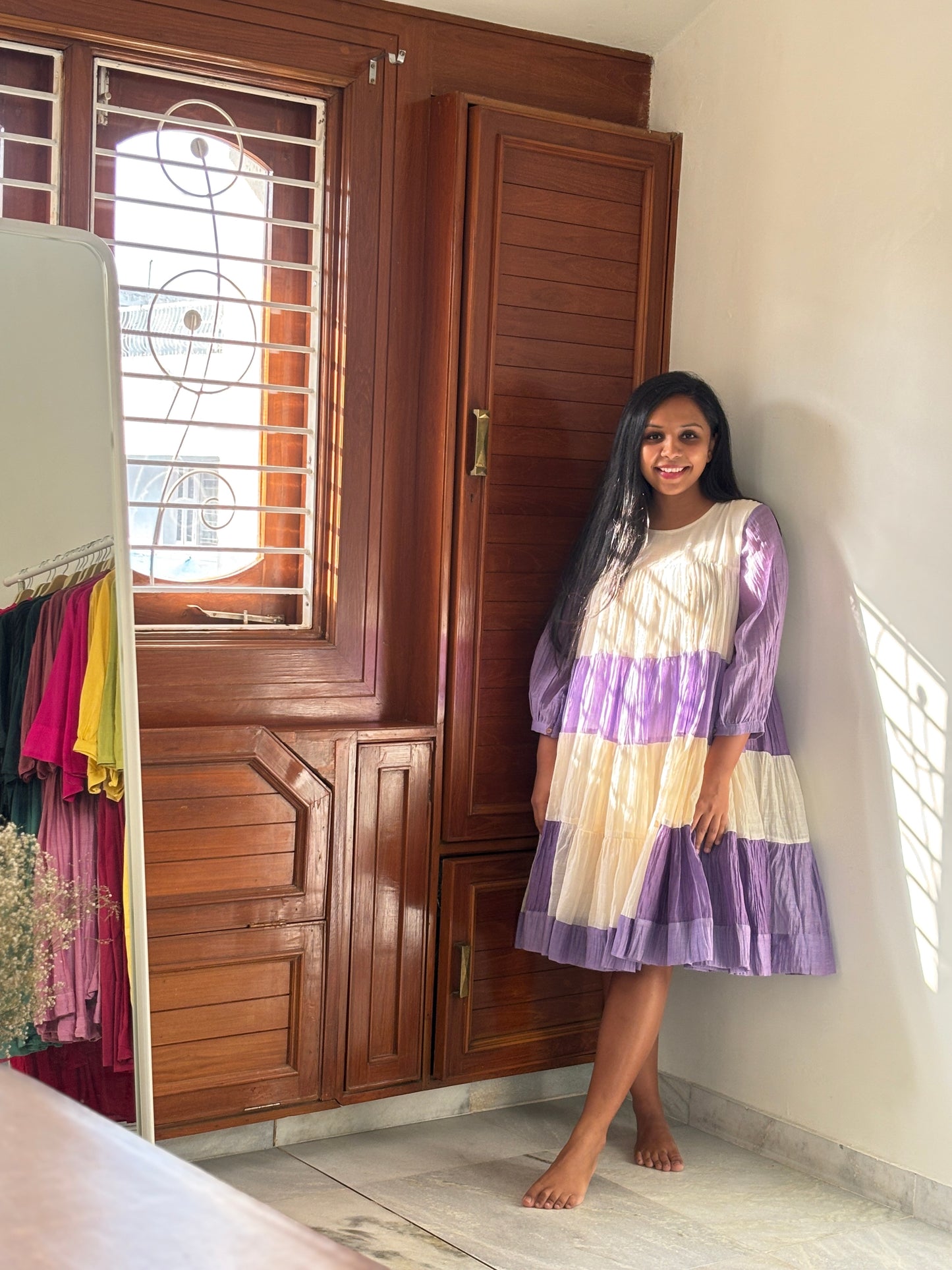 Chanderi Dress With Mul Cotton Attached Lining