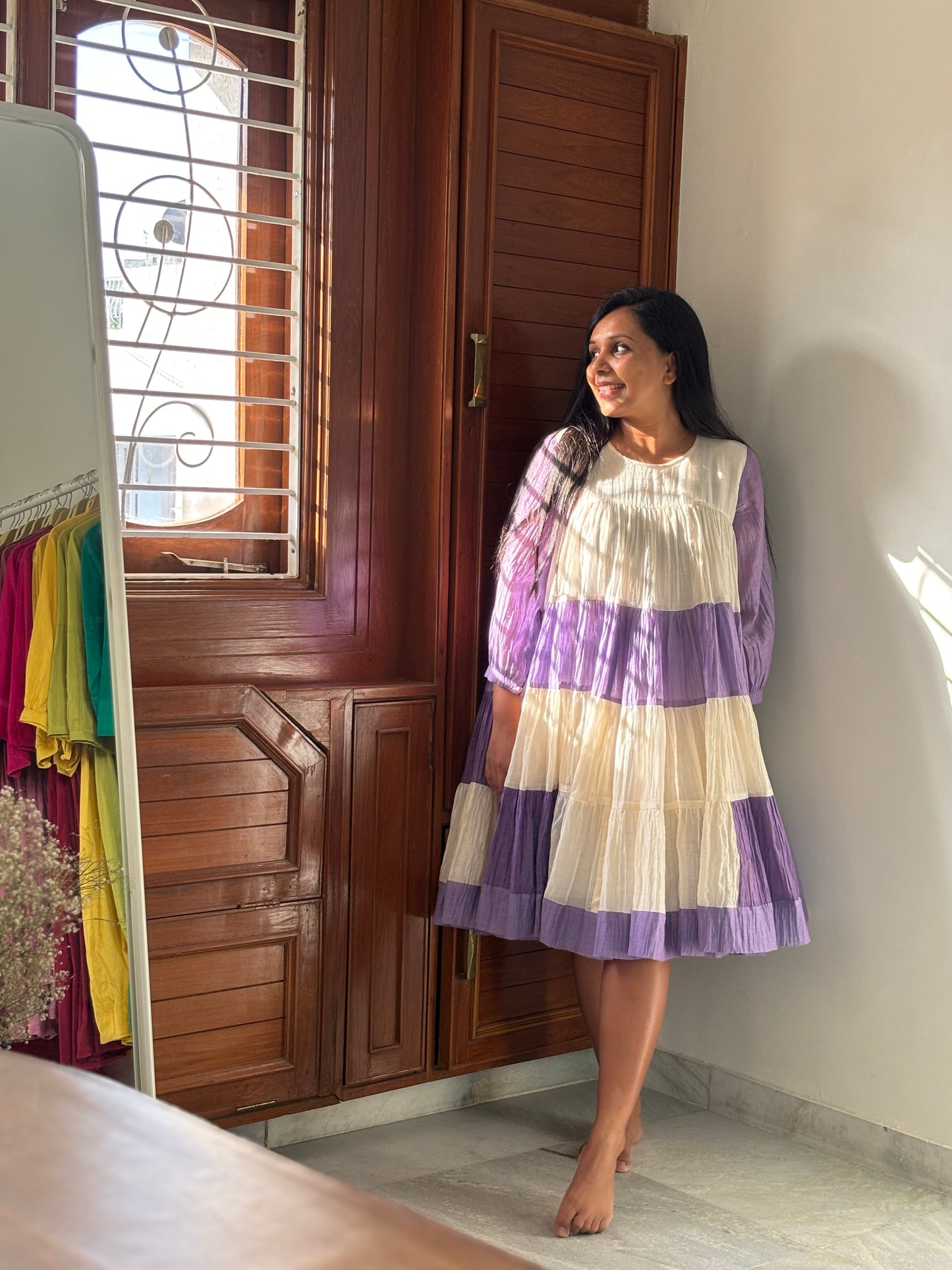 Chanderi Dress With Mul Cotton Attached Lining