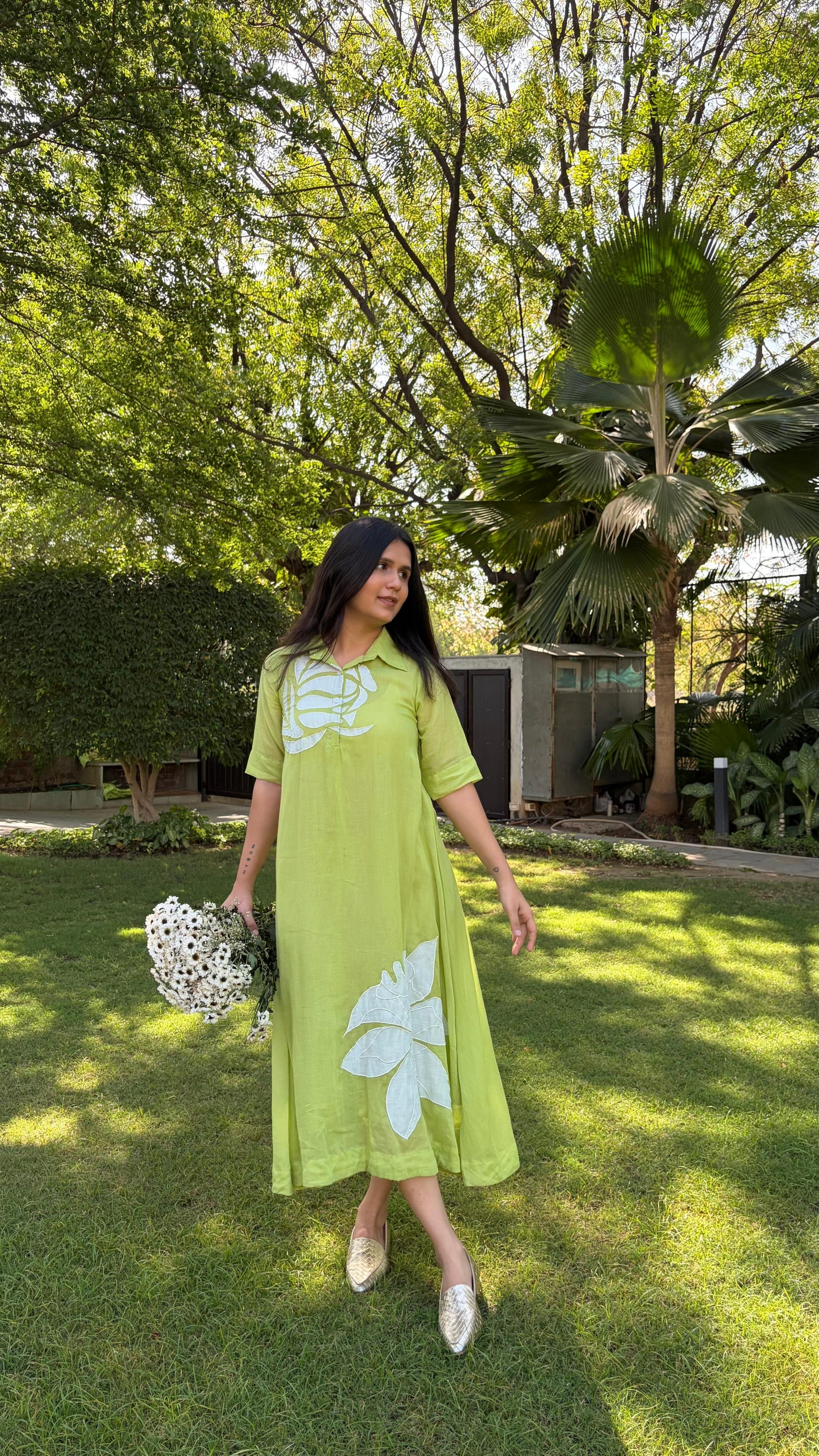 Green floral dress