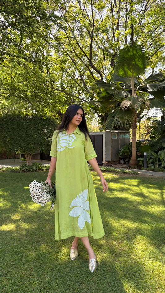 Green floral dress