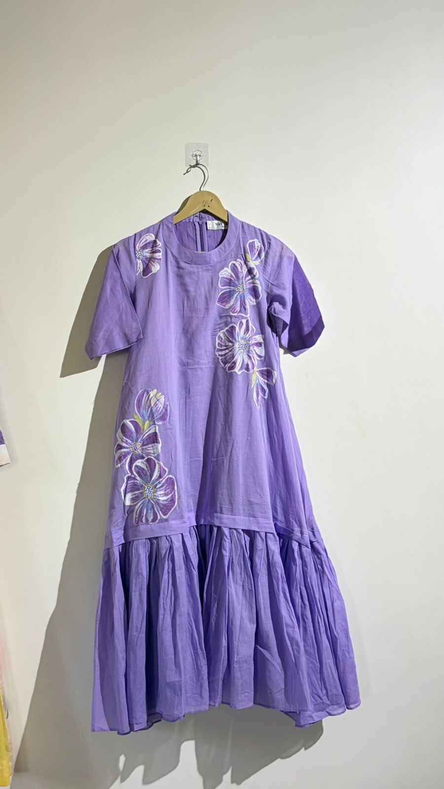 the Lavender Bloom Hand-Painted Maxi Dress