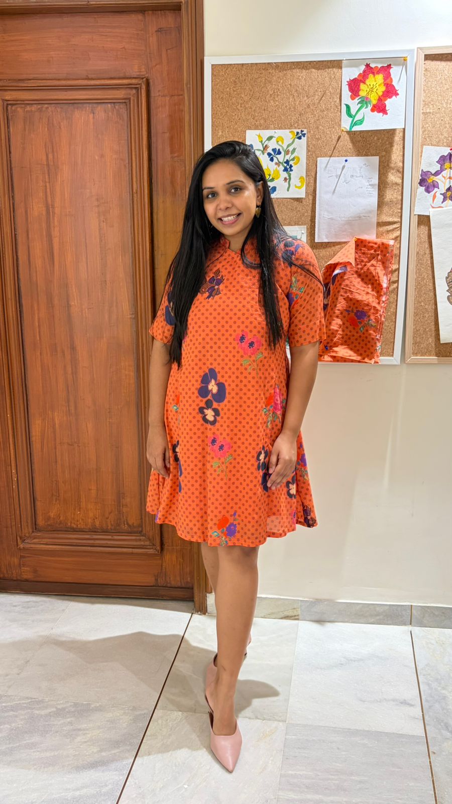 Blooming Coral Wrap Midi